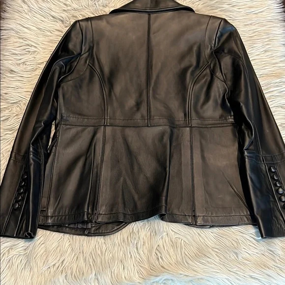 Pamela Dennis Black Leather Jacket Sleek Sophisticated Design - Picture 3 of 7